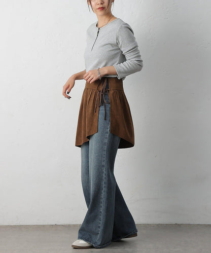 【/套裝可搭配】仿麂皮包裹式迷你裙