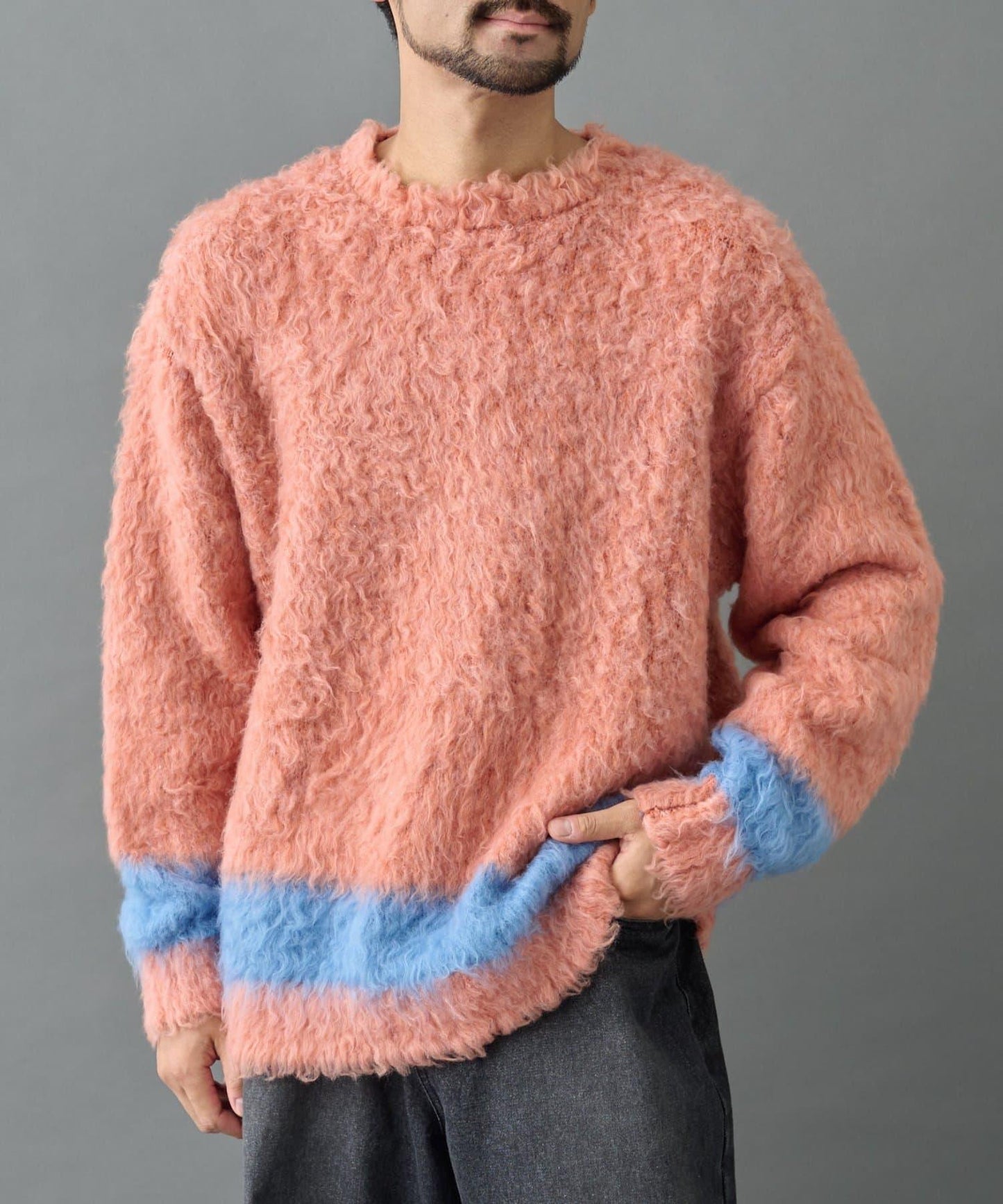 長毛馬海毛針織圓領衫