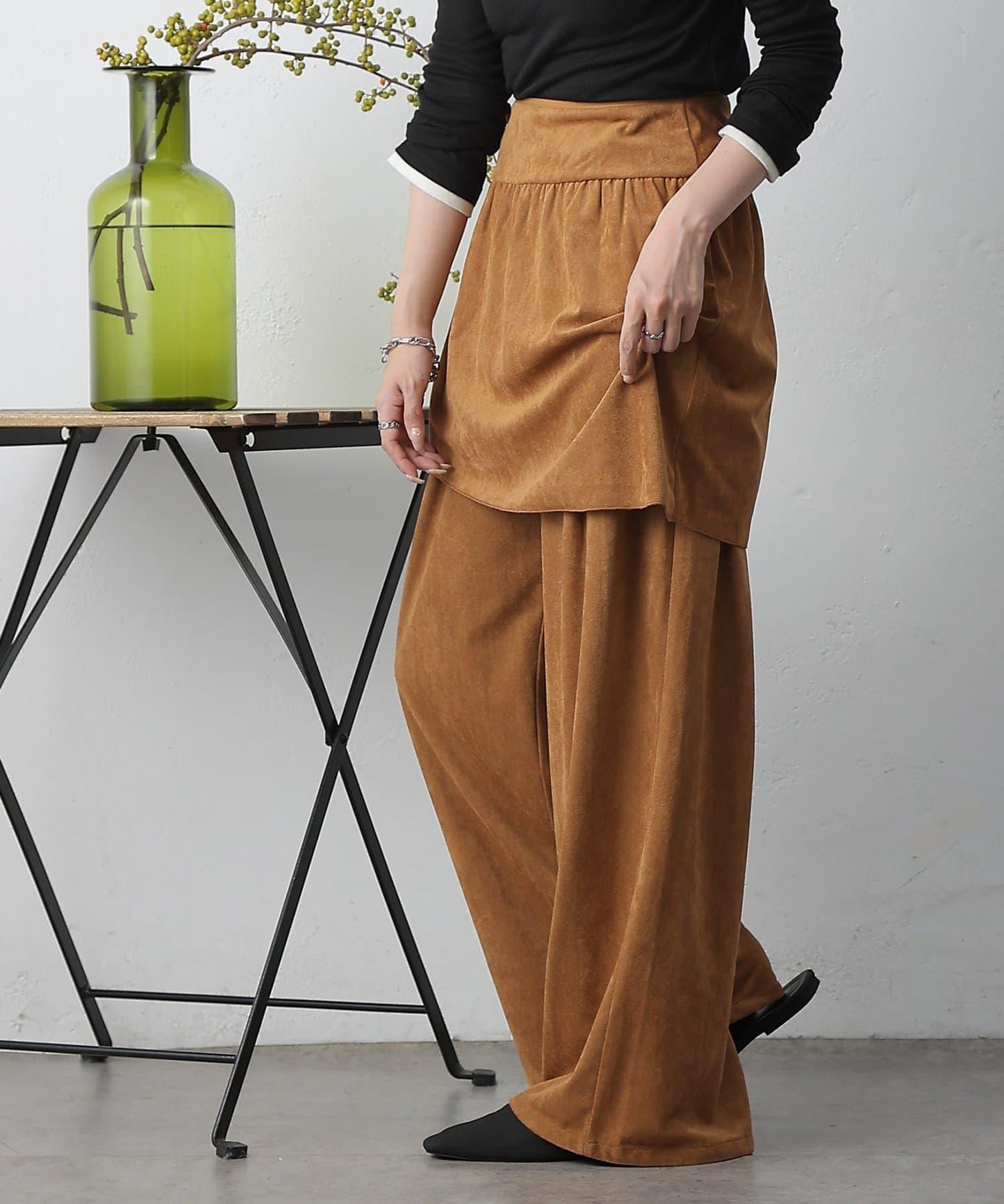 【/套裝可搭配】仿麂皮包裹式迷你裙