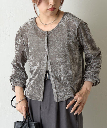 植絨網紗前後兩穿開衫