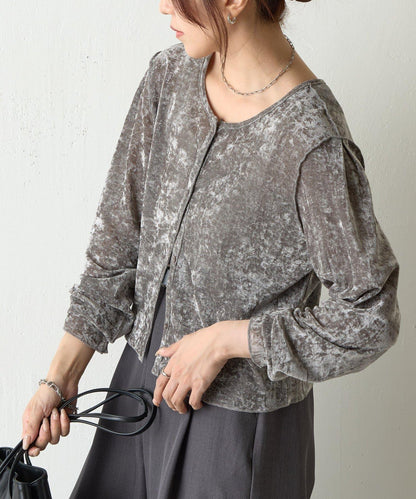 植絨網紗前後兩穿開衫