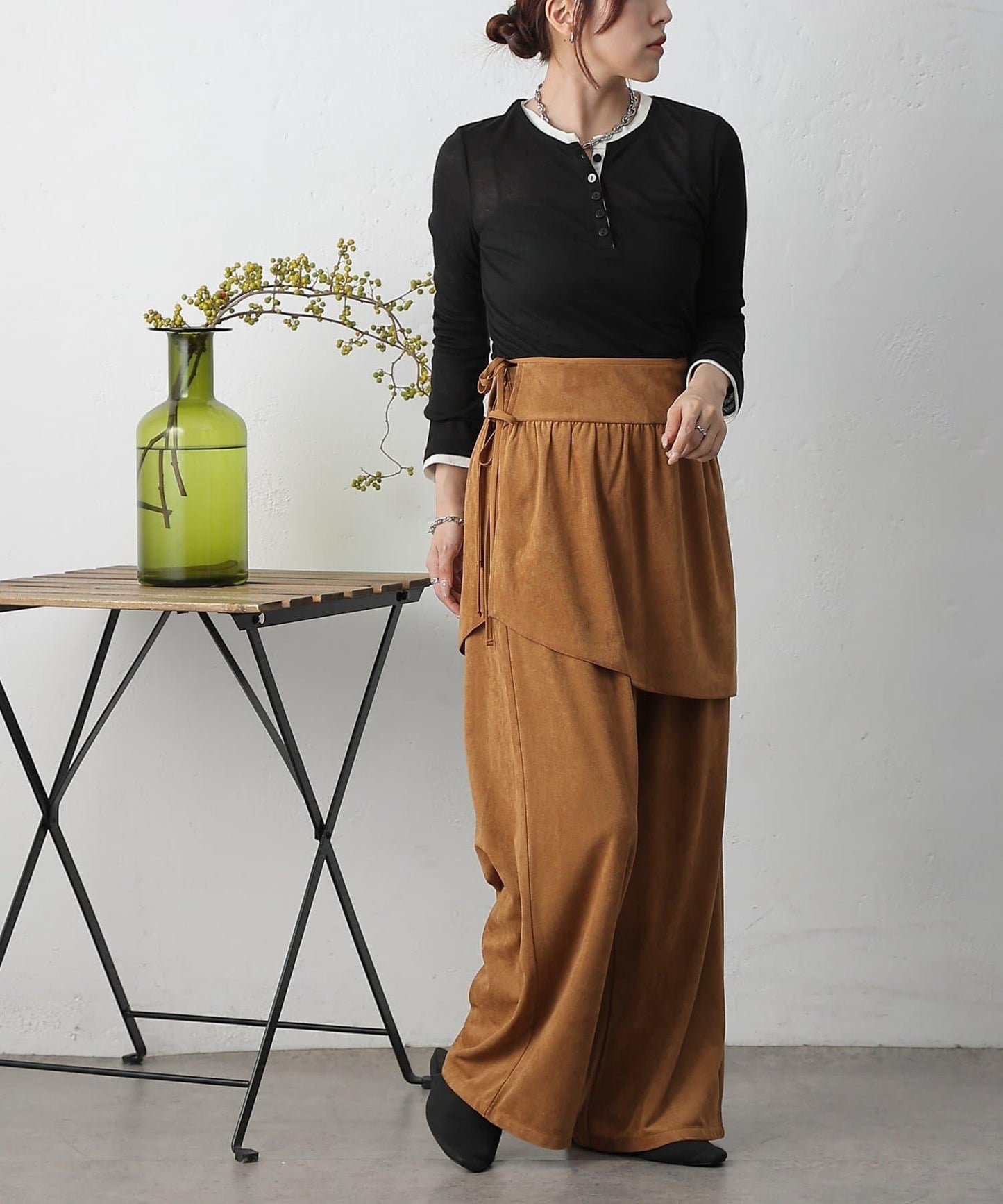 【/套裝可搭配】仿麂皮包裹式迷你裙