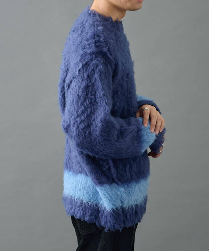 長毛馬海毛針織圓領衫