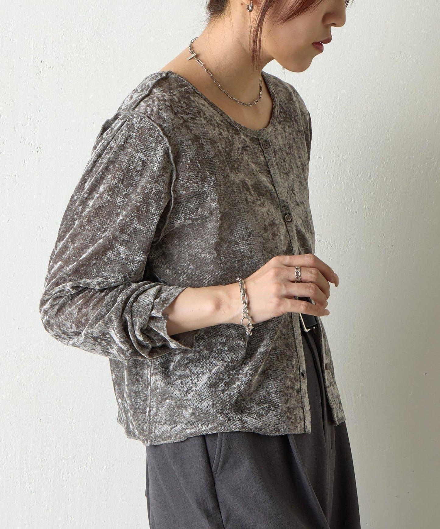 植絨網紗前後兩穿開衫