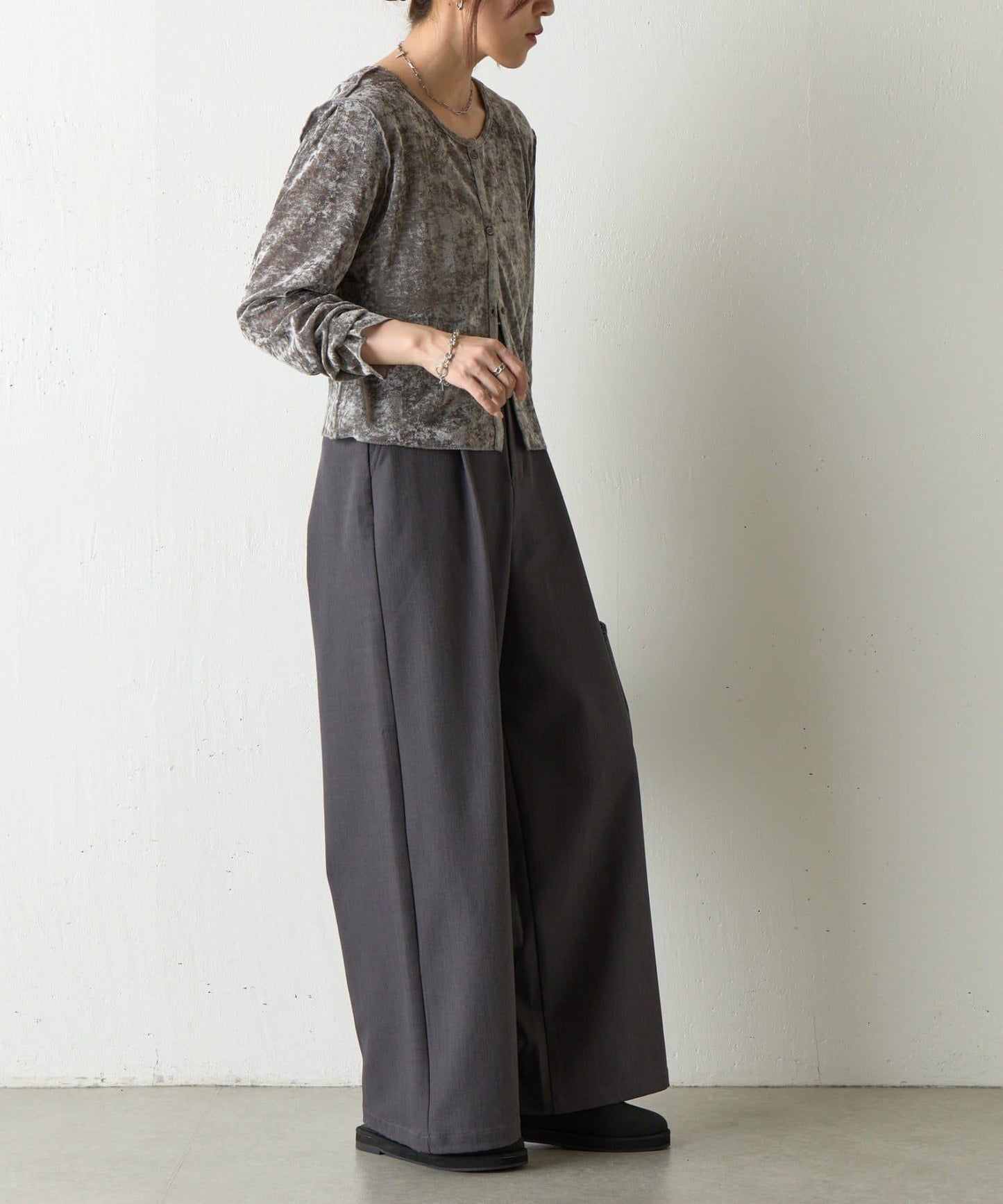 植絨網紗前後兩穿開衫