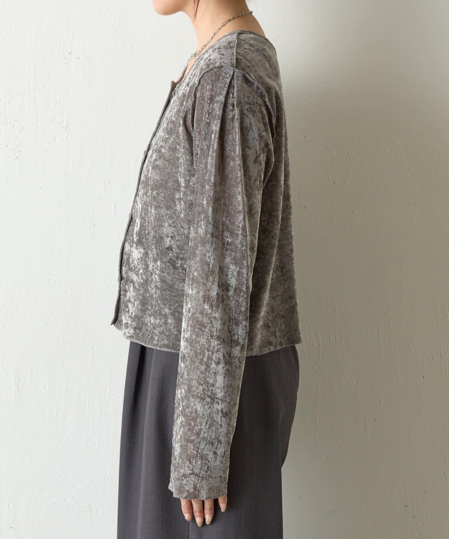 植絨網紗前後兩穿開衫