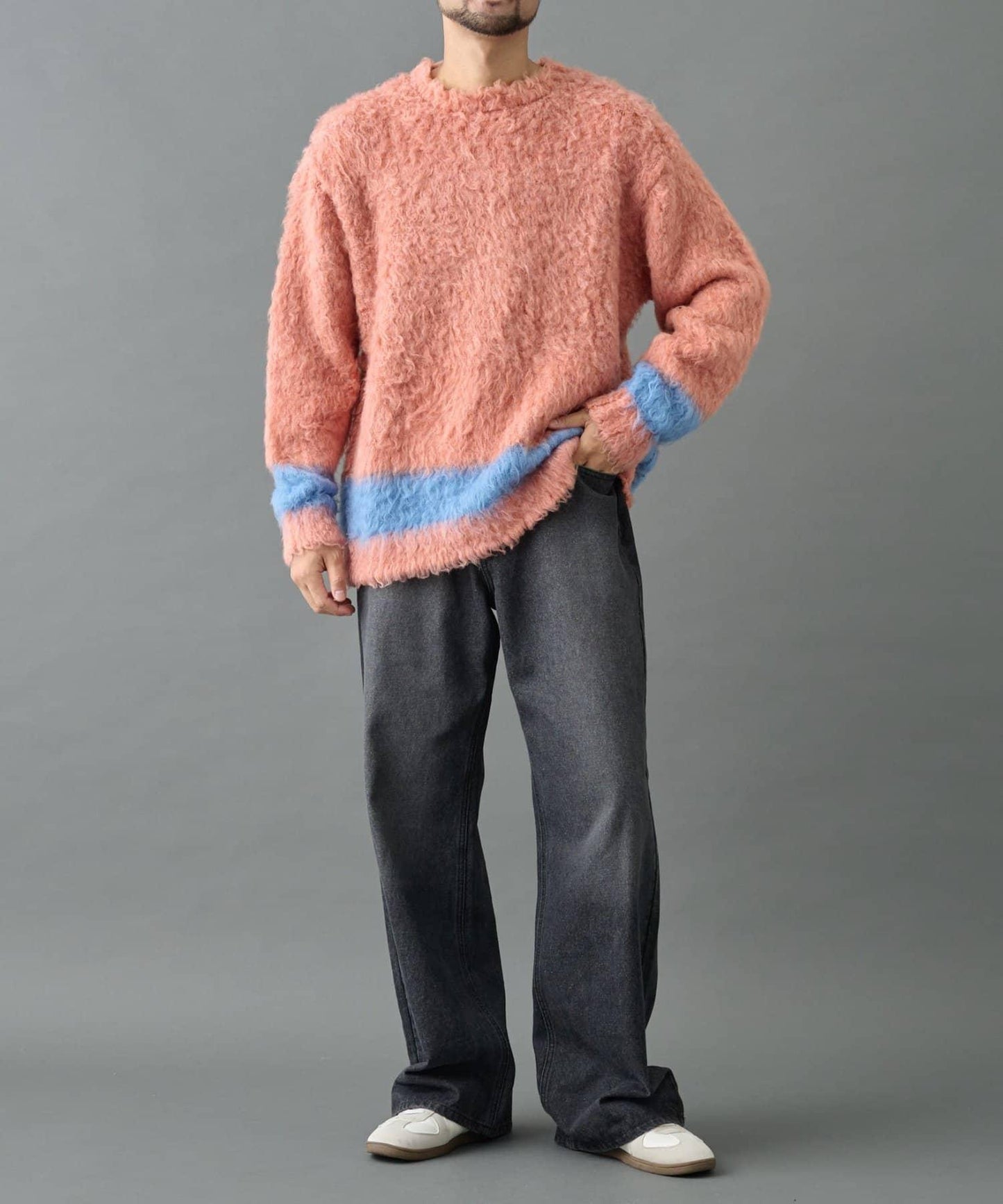 長毛馬海毛針織圓領衫