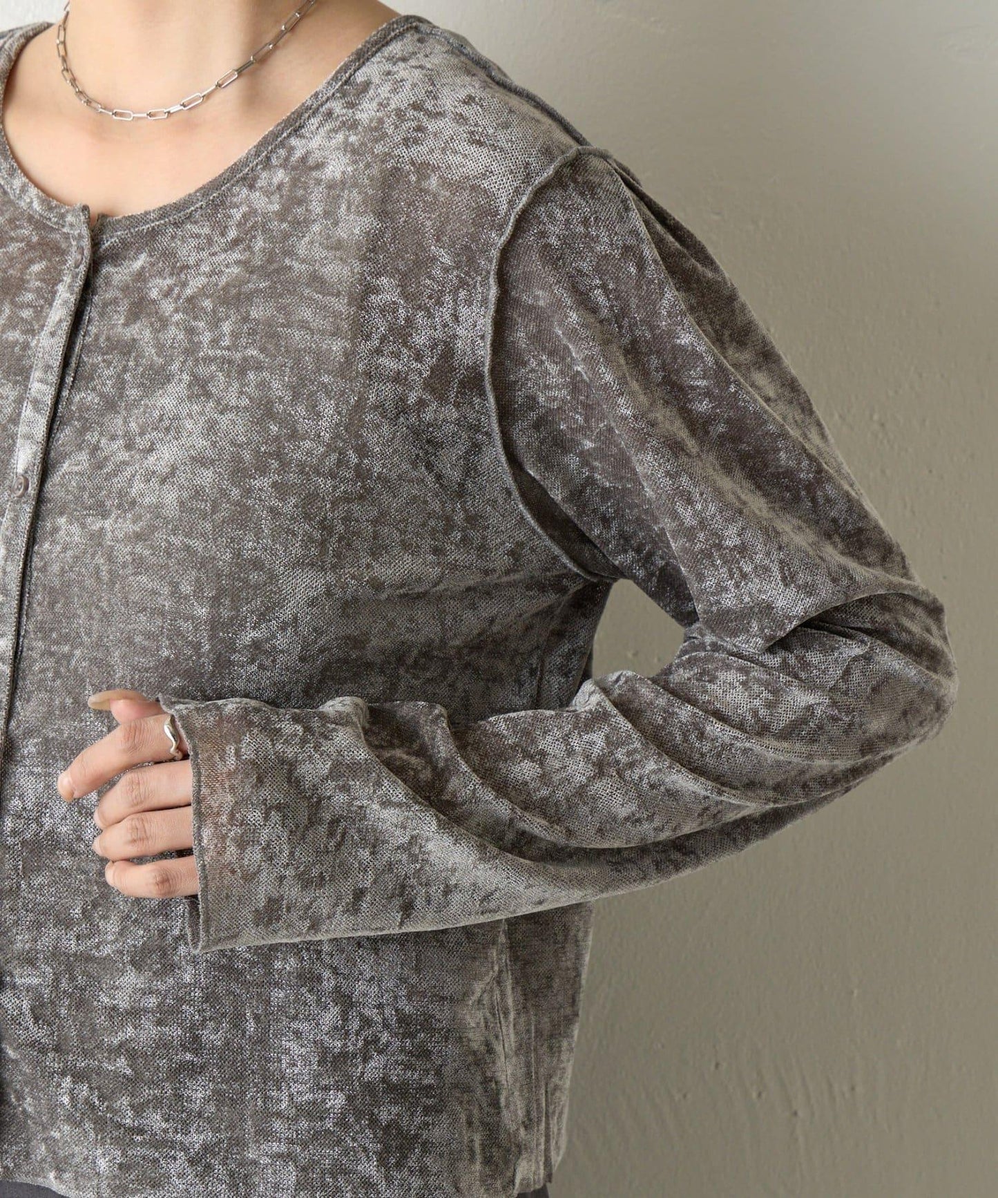 植絨網紗前後兩穿開衫