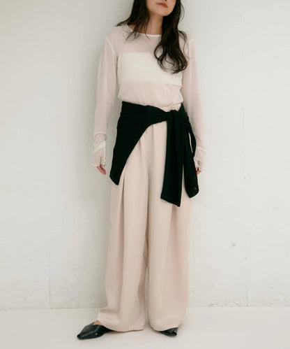 【yomo企畫】緞面褶皺寬鬆休閒褲