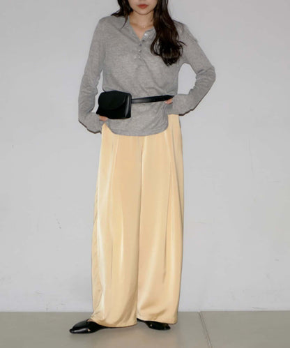 【yomo企畫】緞面褶皺寬鬆休閒褲