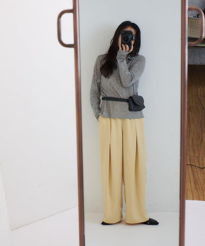 【yomo企畫】緞面褶皺寬鬆休閒褲