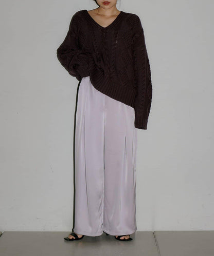 【yomo企畫】緞面褶皺寬鬆休閒褲