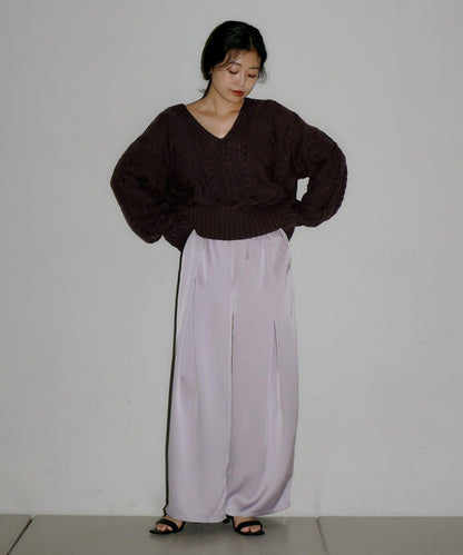 【yomo企畫】緞面褶皺寬鬆休閒褲