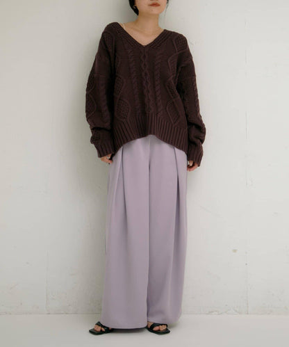 【yomo企畫】緞面褶皺寬鬆休閒褲