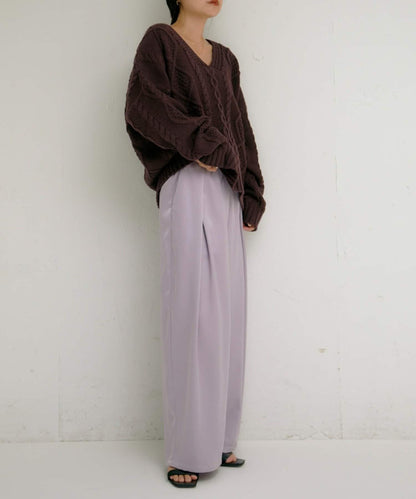 【yomo企畫】緞面褶皺寬鬆休閒褲