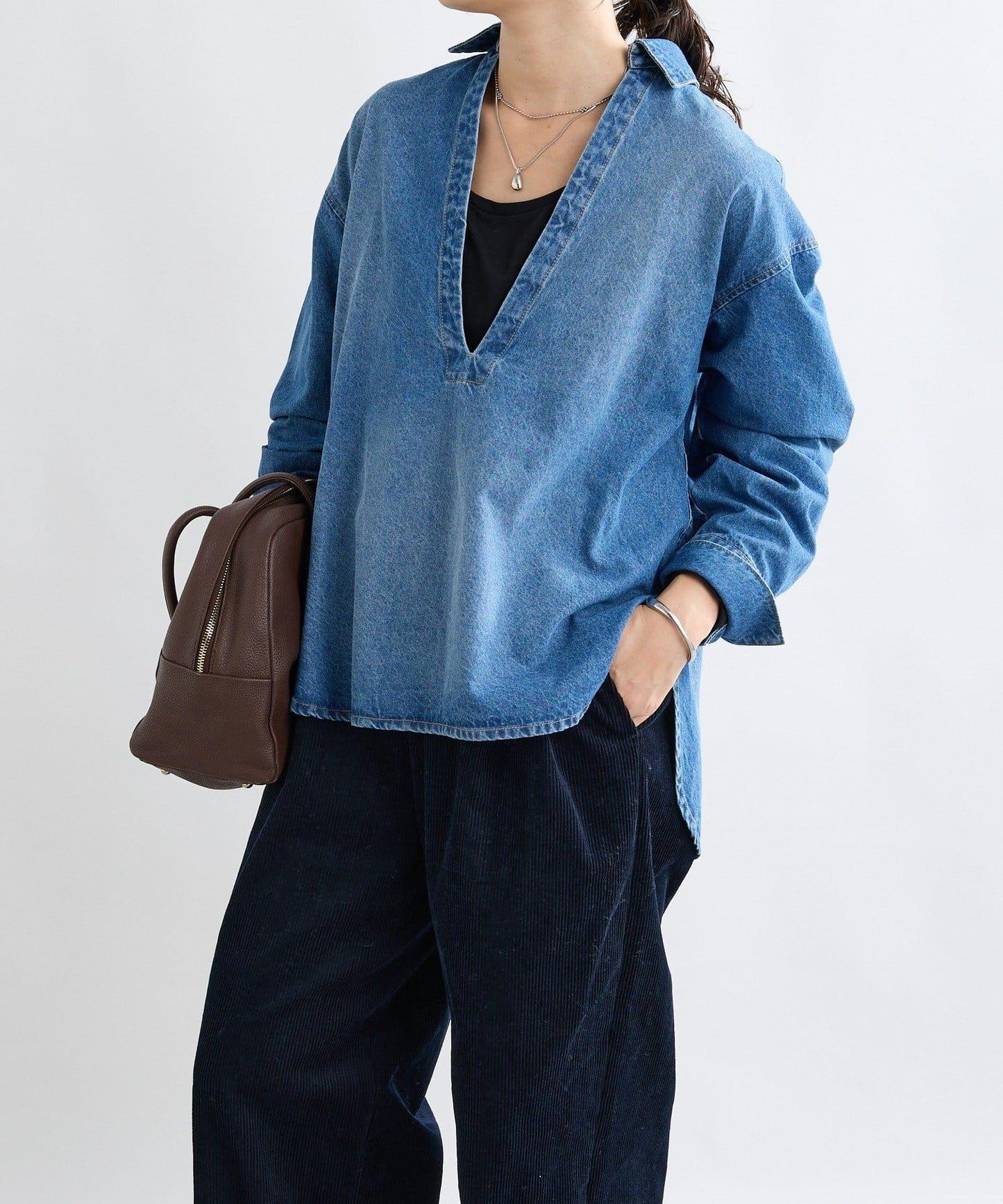 【MONN.:.(モン)】開領牛仔襯衫