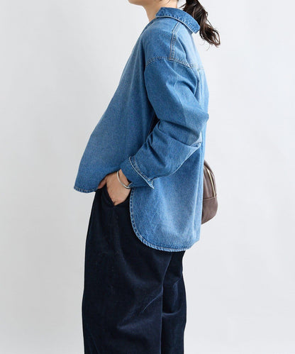 【MONN.:.(モン)】開領牛仔襯衫