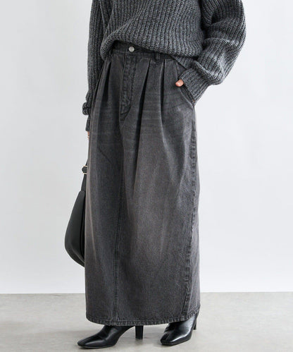 【MONN.:.(モン)】褶襉繭型長裙