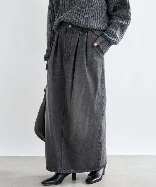 【MONN.:.(モン)】褶襉繭型長裙