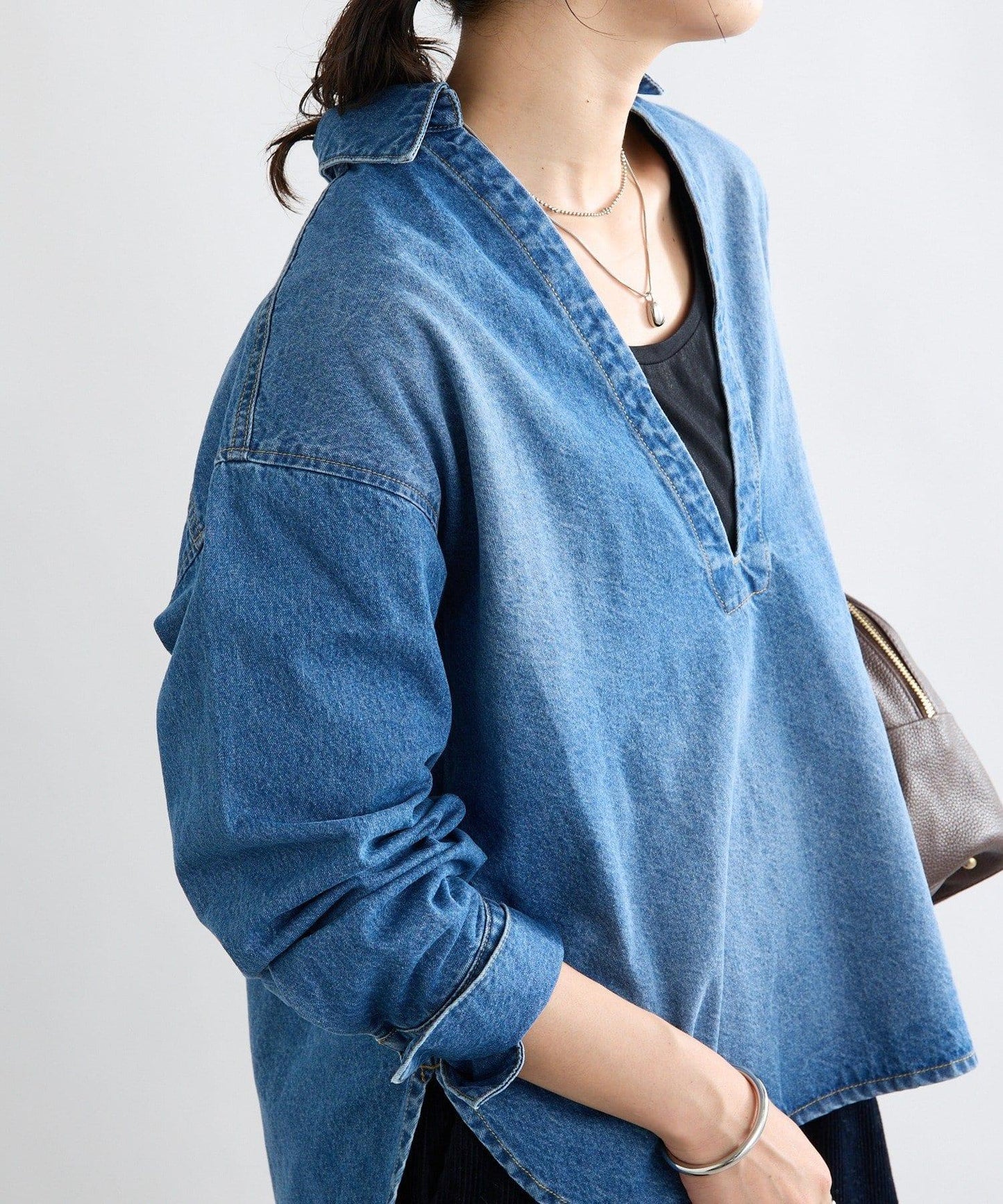 【MONN.:.(モン)】開領牛仔襯衫