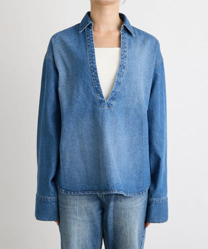 【MONN.:.(モン)】開領牛仔襯衫