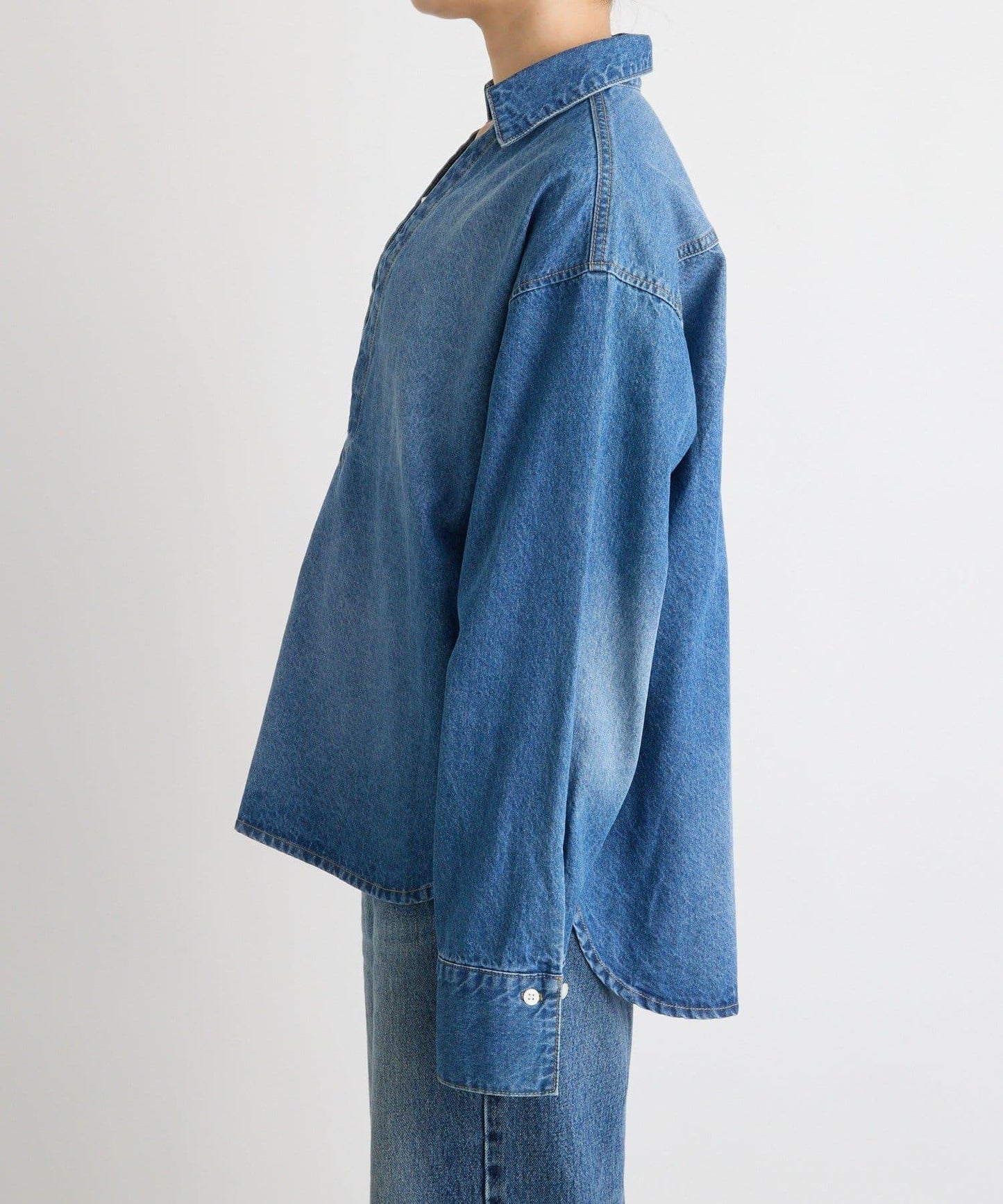 【MONN.:.(モン)】開領牛仔襯衫