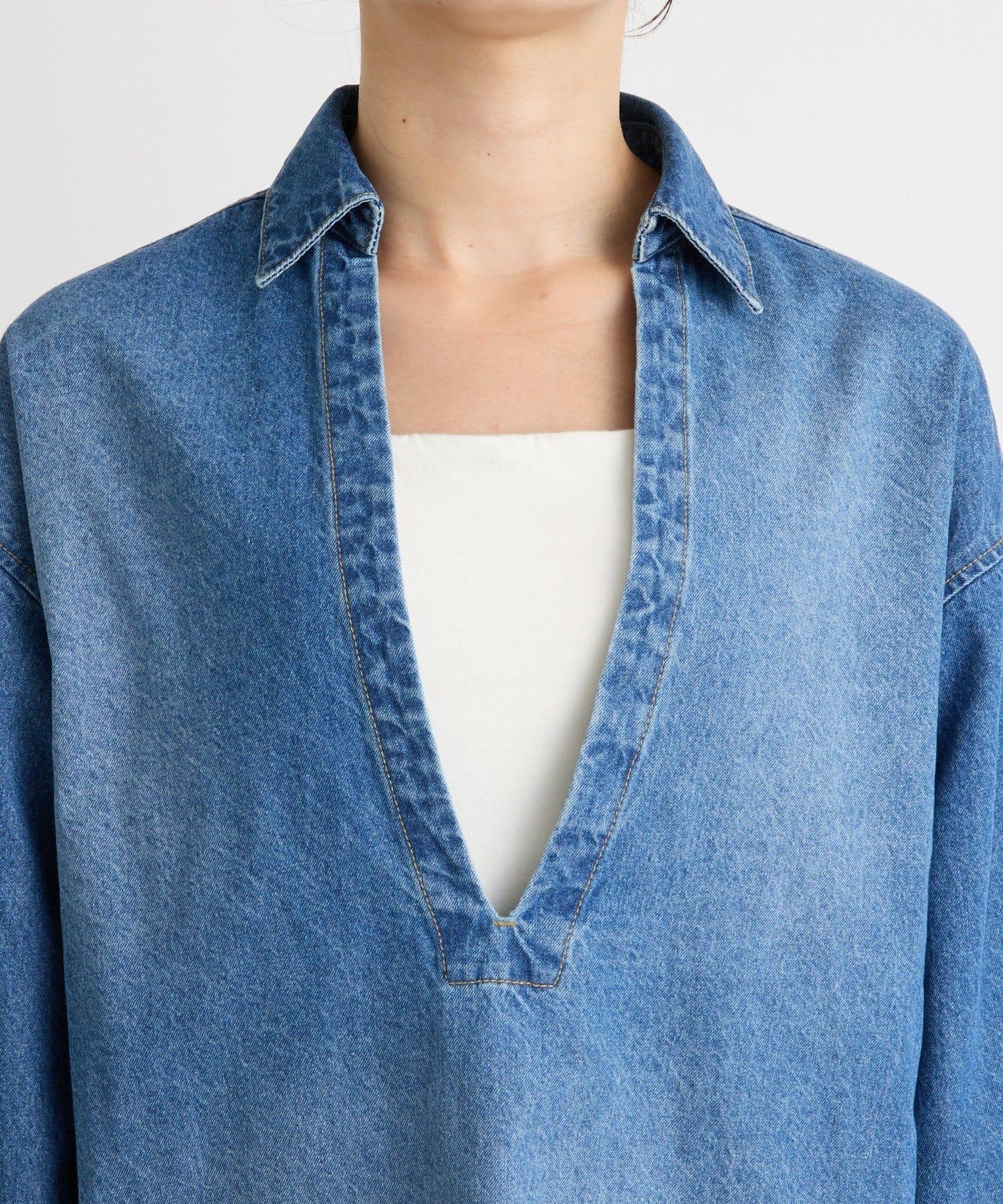 【MONN.:.(モン)】開領牛仔襯衫