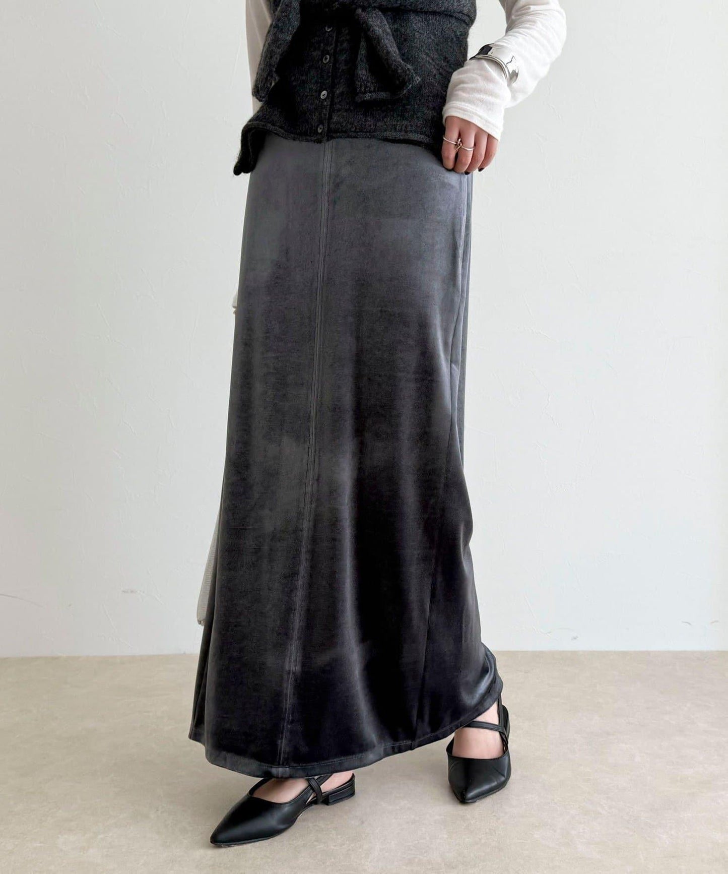 天鵝絨修身半身裙