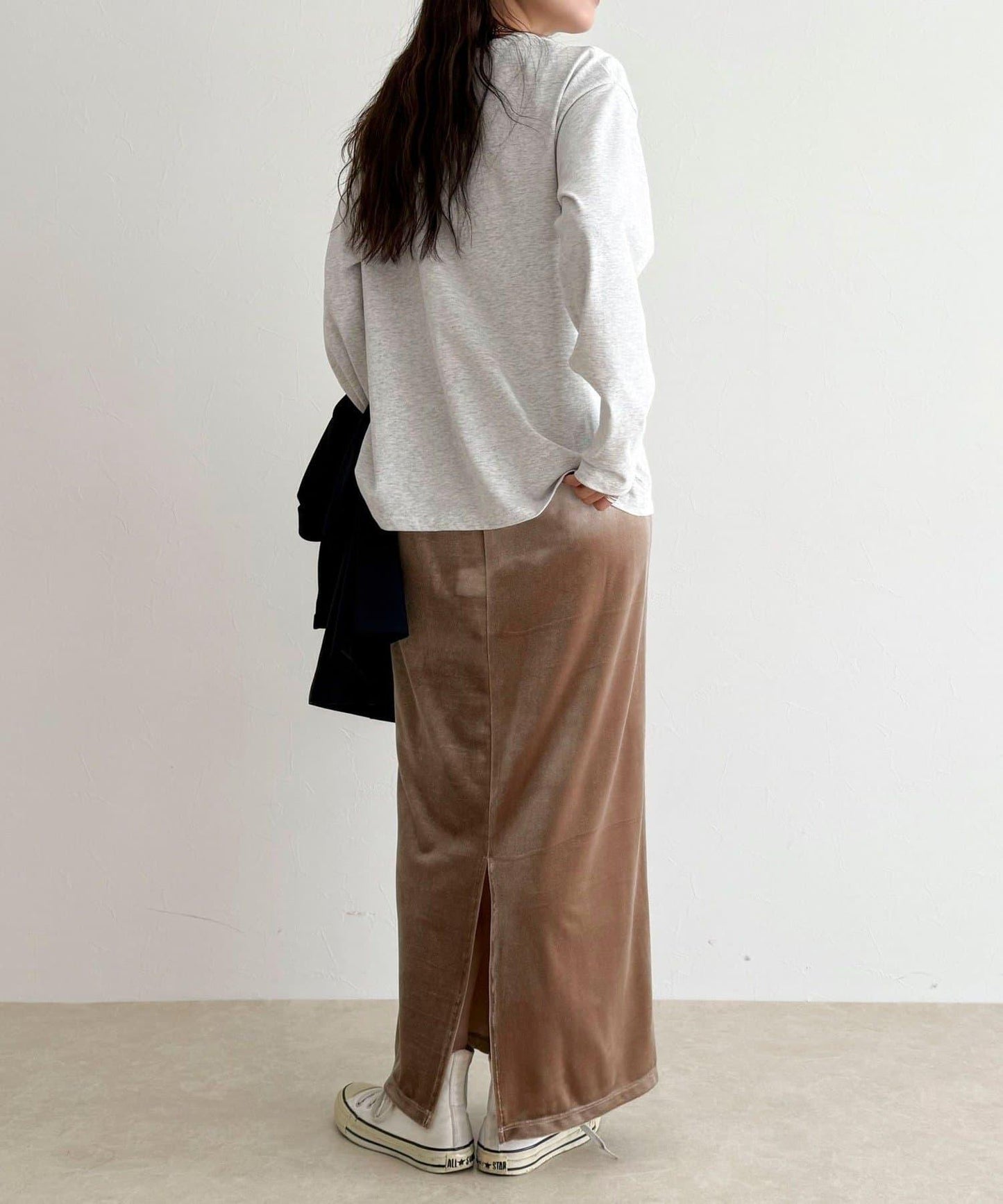 天鵝絨修身半身裙