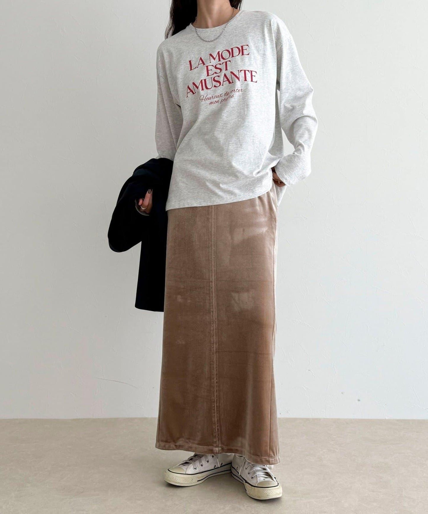 天鵝絨修身半身裙