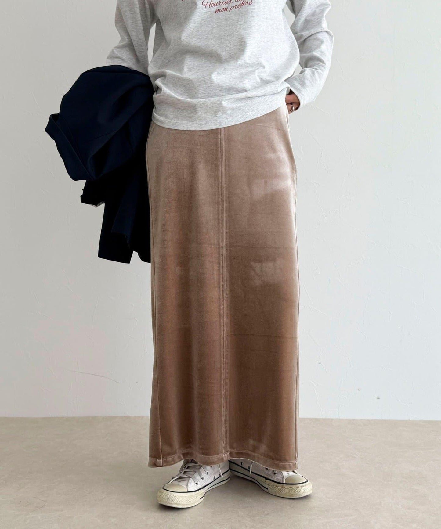 天鵝絨修身半身裙