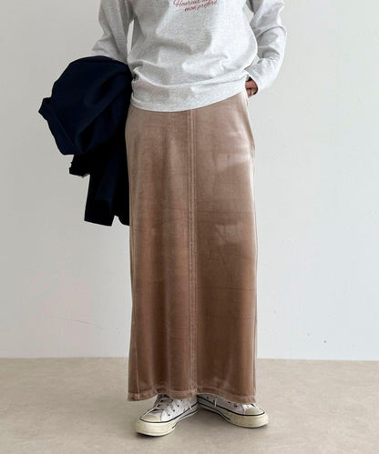 天鵝絨修身半身裙