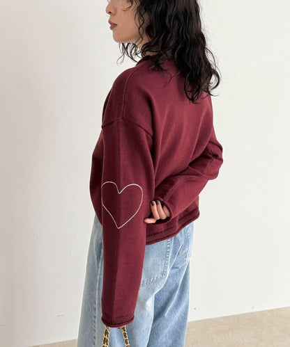 愛心縫線針織套頭衫