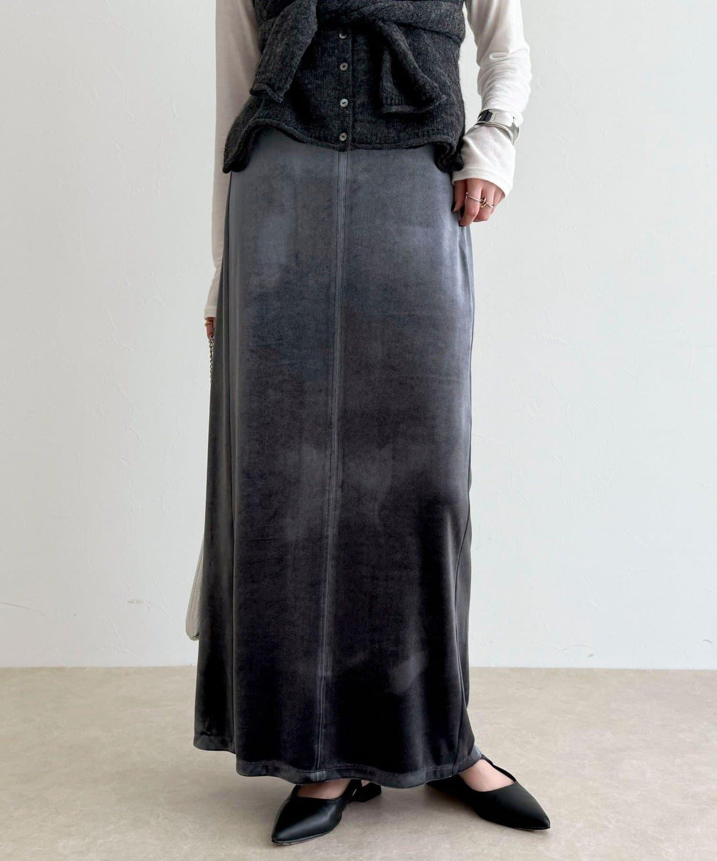 天鵝絨修身半身裙