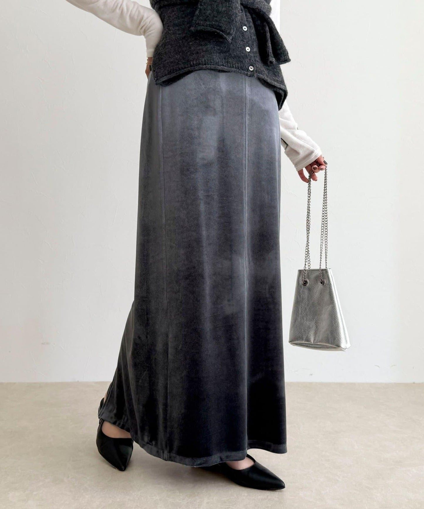 天鵝絨修身半身裙