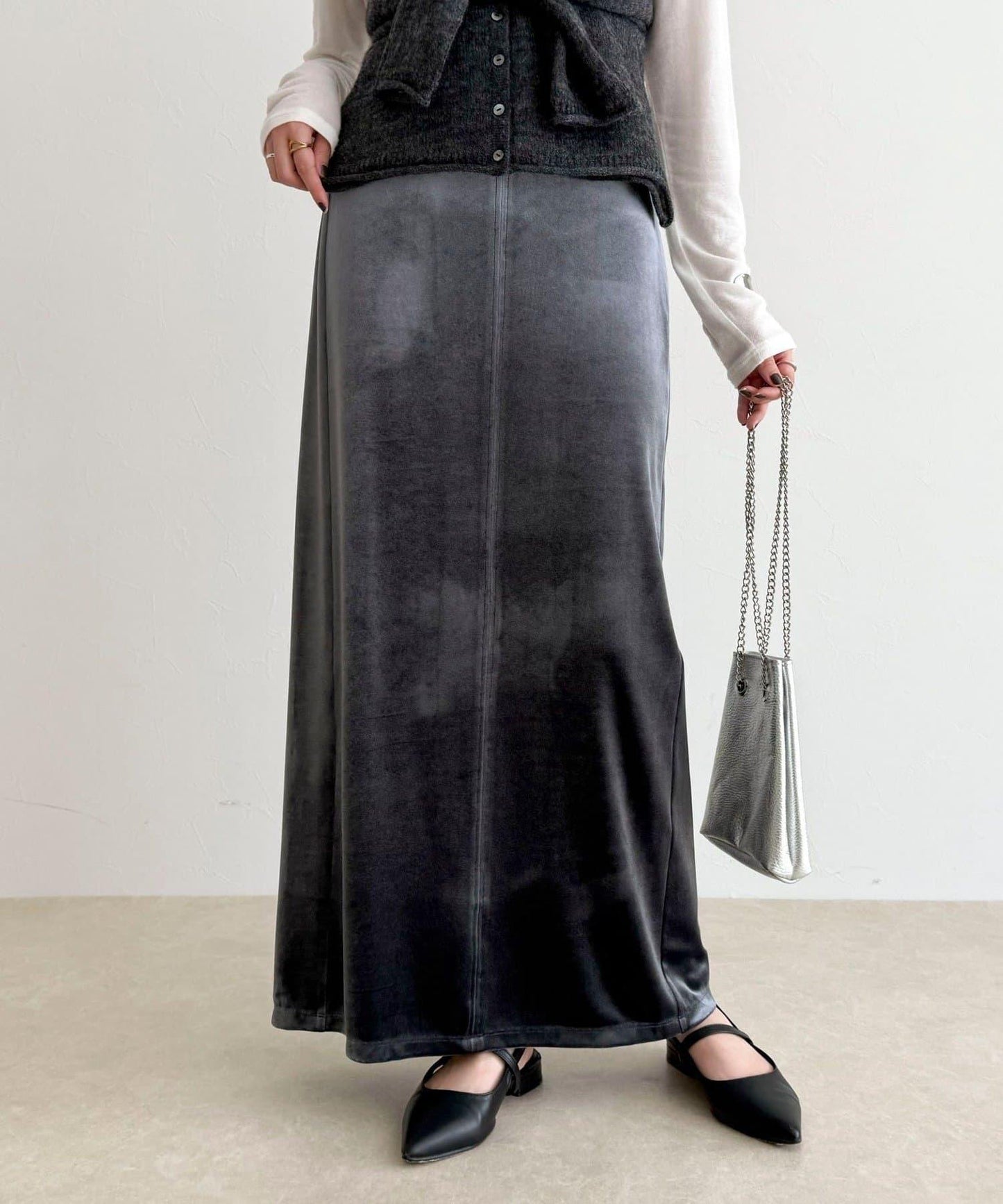 天鵝絨修身半身裙