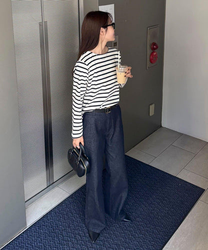 簡約條紋長袖T恤