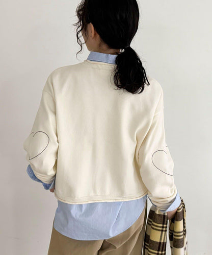 愛心縫線針織套頭衫