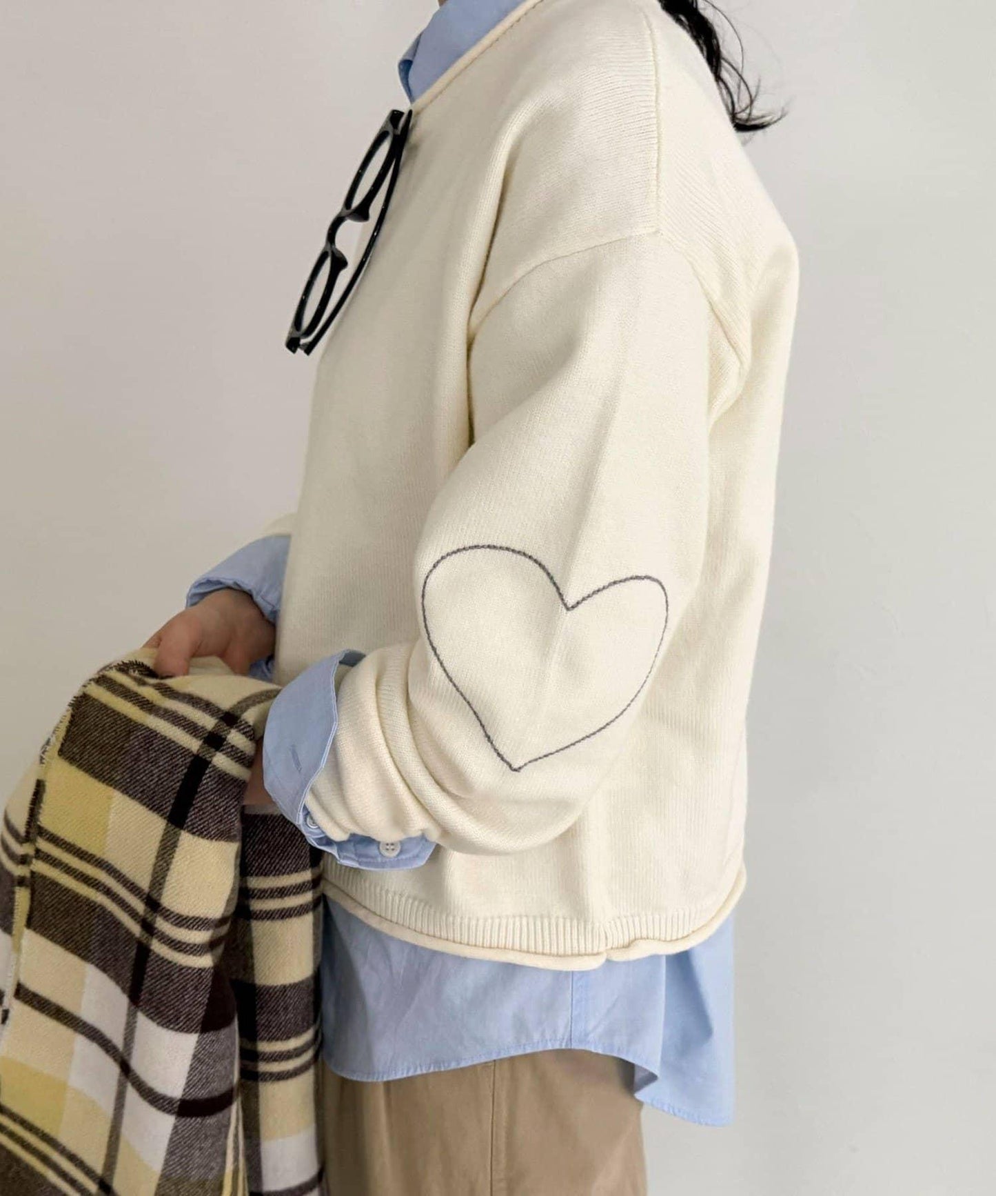 愛心縫線針織套頭衫