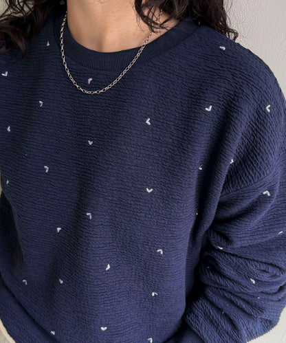 【人氣復刻】愛心刺繡修身衛衣套頭衫