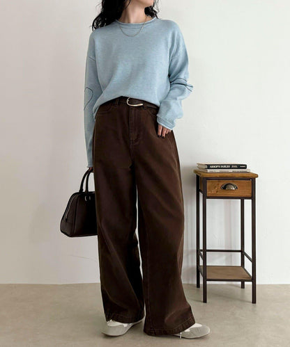 愛心縫線針織套頭衫