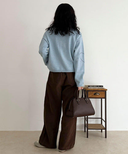 愛心縫線針織套頭衫