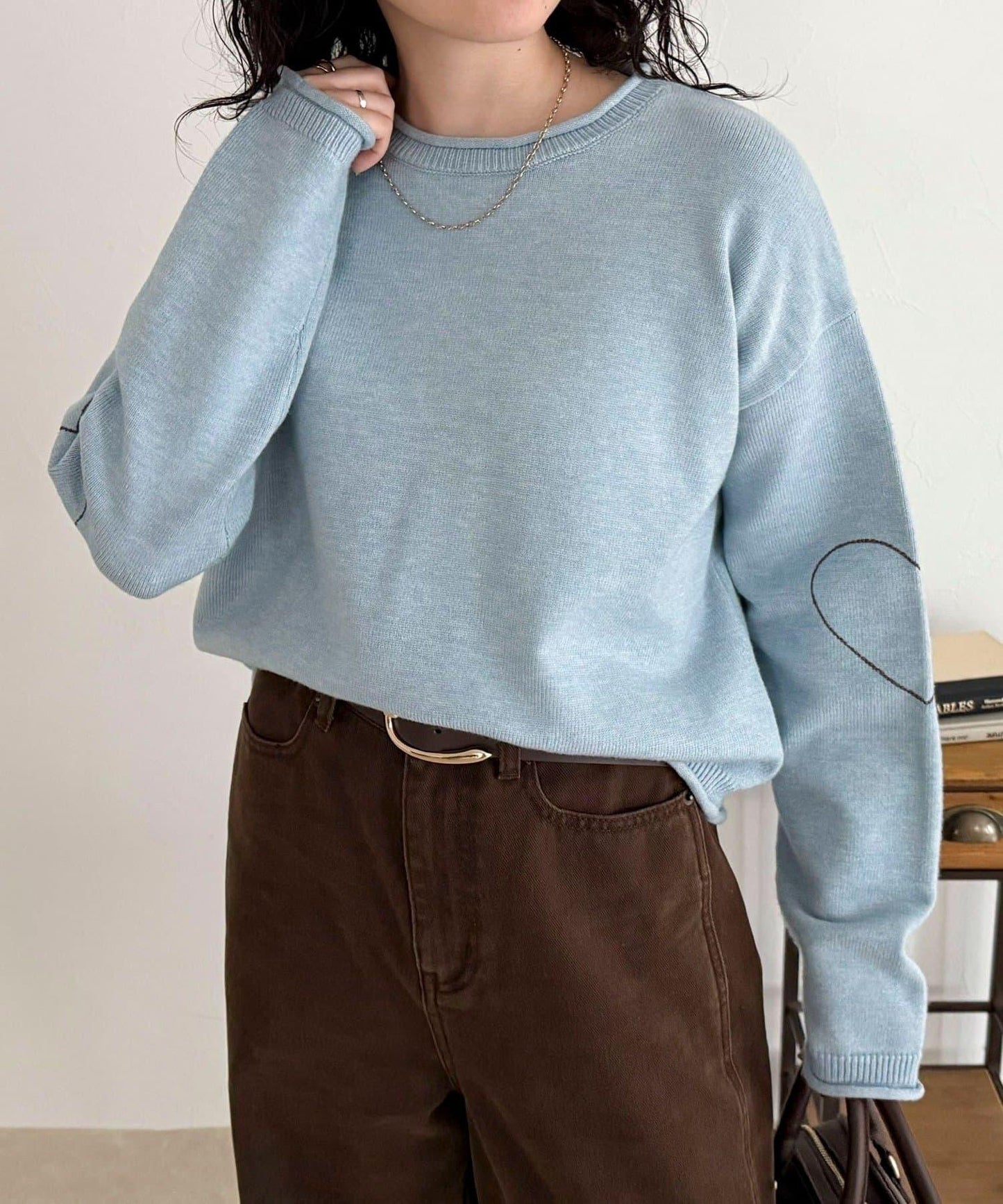 愛心縫線針織套頭衫