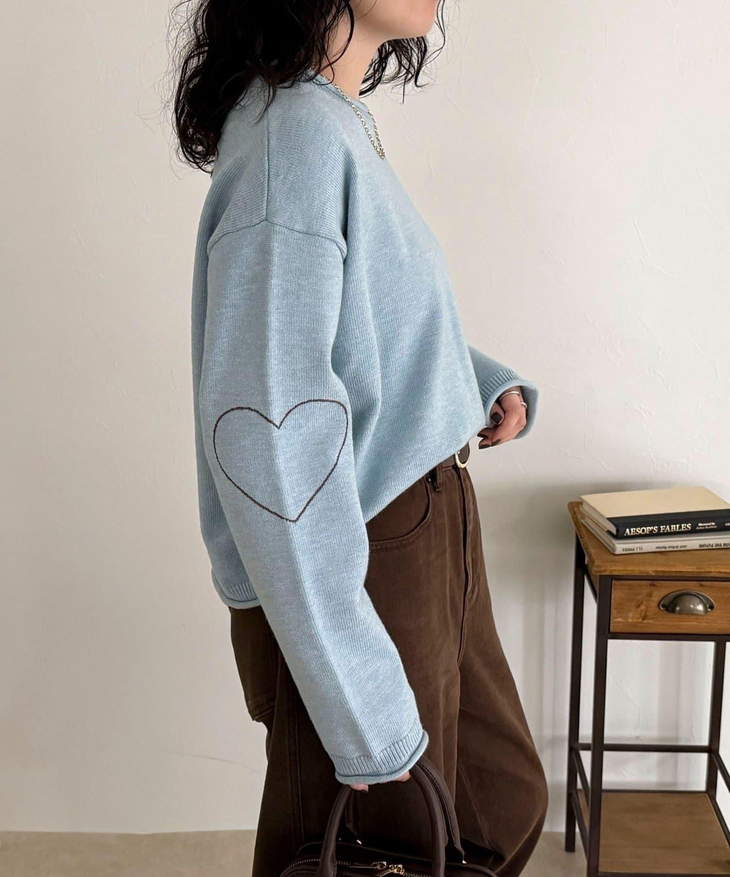 愛心縫線針織套頭衫