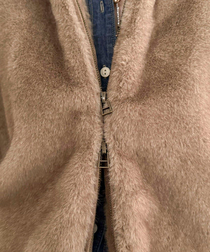 仿皮草連帽馬甲