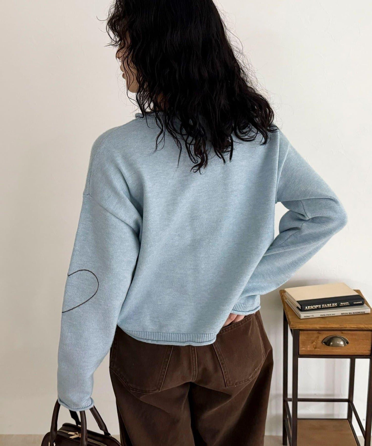 愛心縫線針織套頭衫