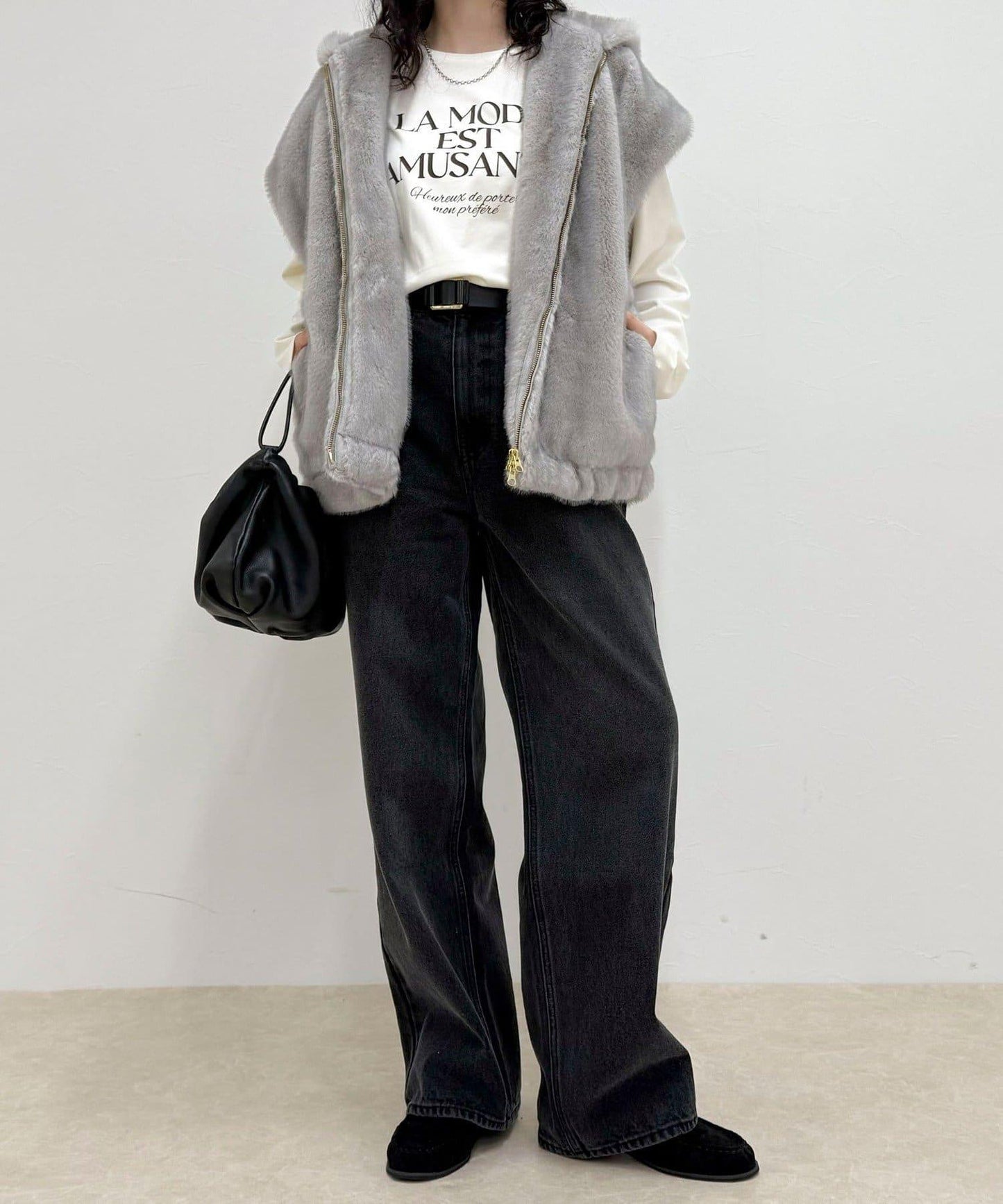 仿皮草連帽馬甲