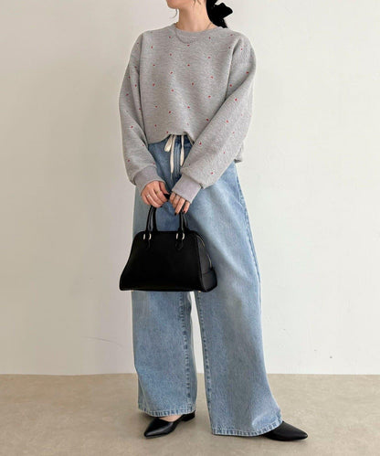 【人氣復刻】愛心刺繡修身衛衣套頭衫