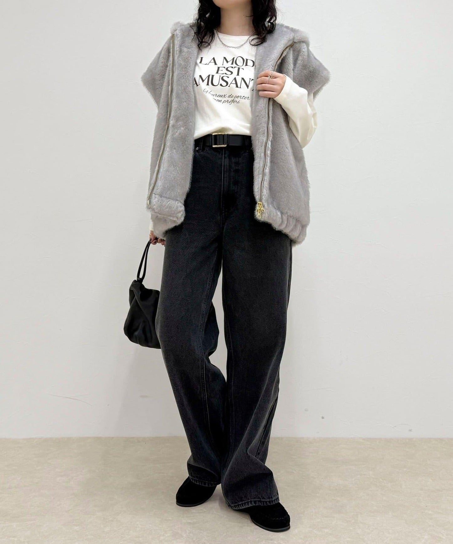 仿皮草連帽馬甲