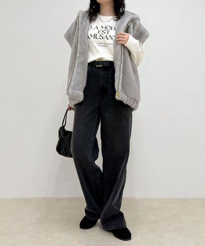 仿皮草連帽馬甲